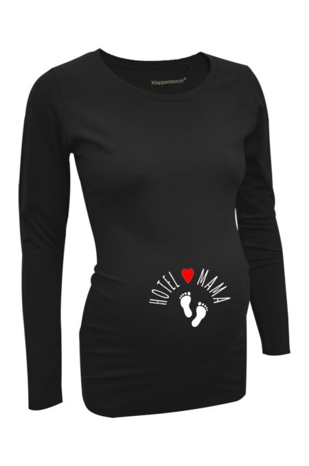 Klapperstorch® Umstands-Shirt langarm - Hotel Mama - schwarz