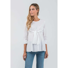 Attesa - h&uuml;bsche Bluse mit Binde-Schleife - white