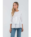 Attesa - h&uuml;bsche Bluse mit Binde-Schleife - white