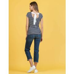 Attesa - gestreiftes T-Shirt mit Binde-Schleife hinten - Maglia - blue stripes