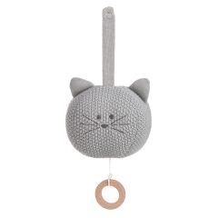 L&auml;ssig - Spieluhr - Knitted Musical Little Chums Cat - grau