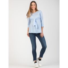 Attesa - h&uuml;bsche Bluse mit Binde-Schleife - blue