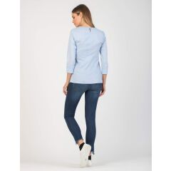 Attesa - hübsche Bluse mit Binde-Schleife - blue XL