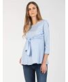 Attesa - hübsche Bluse mit Binde-Schleife - blue XL