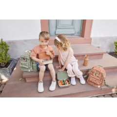 Lässig - Kinder Brotdose Edelstahl - Lunchbox, Happy Prints, light olive