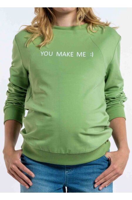 Love2Wait - Sweatshirt mit Stillfunktion - "You make me :)"