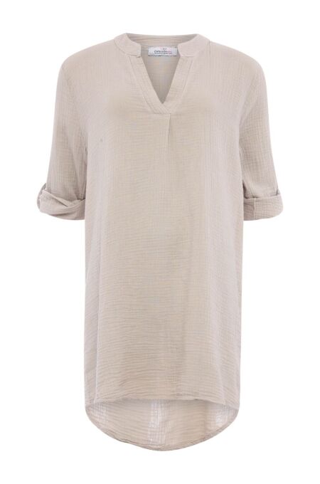 Zwillingsherz - Musselin-Tunika BW - one size - beige