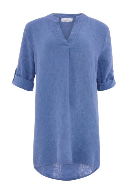 Zwillingsherz - Musselin-Tunika BW - one size - jeansblau