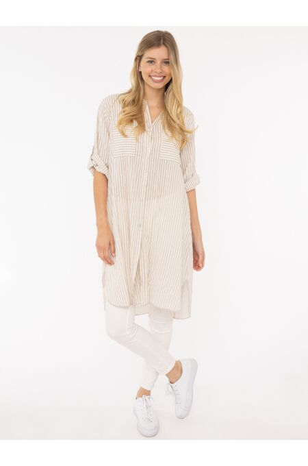 Zwillingsherz- Streifenbl./Tunika "Nizza" one size- beige