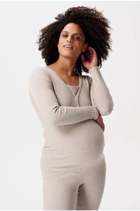 Noppies Maternity - Pyjama Still-Langarmshirt Amala - Taupe Melange