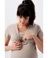 Noppies Maternity - rib Still-Nachthemd kurzarm - Taupe Melange