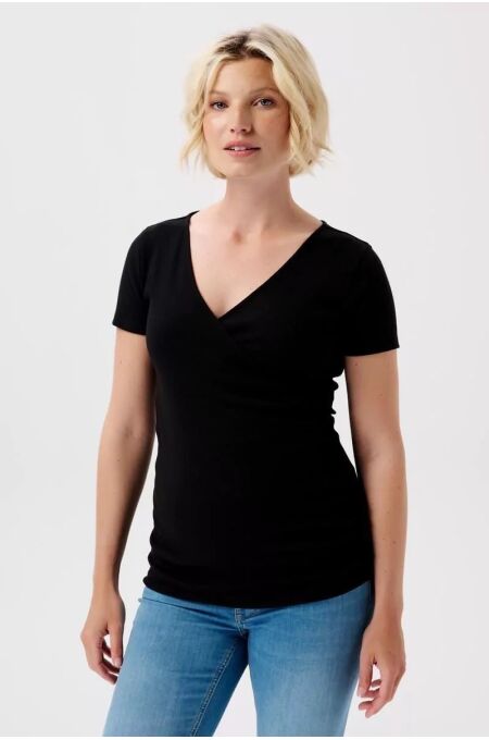 Noppies Maternaty - rib kurzarm Still-Shirt - Black
