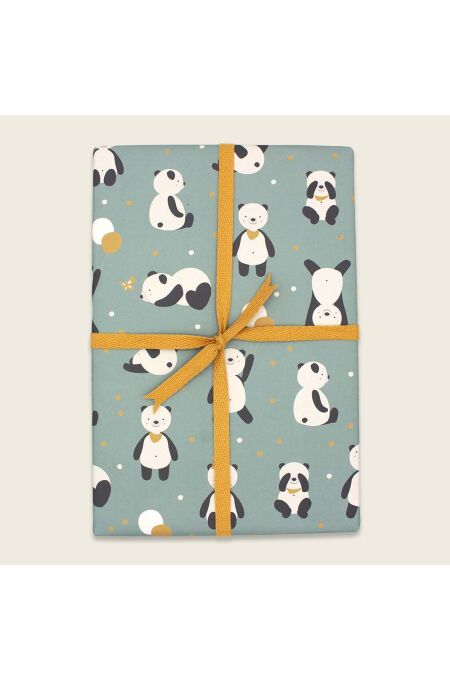 Ava & Yves - Geschenkpapier Pandas - mint