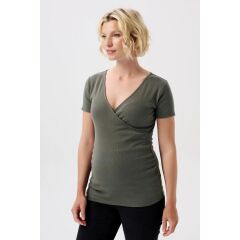Noppies Maternaty - ripp kurzarm Still-Shirt - Olive