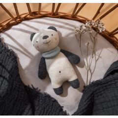 Ava & Yves - Babyrassel Panda mit blauen Halstuch