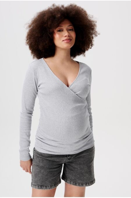 Noppies Maternity - rib Still-Langarmshirt - Grey Melange