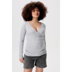 Noppies Maternity - rib Still-Langarmshirt - Grey Melange