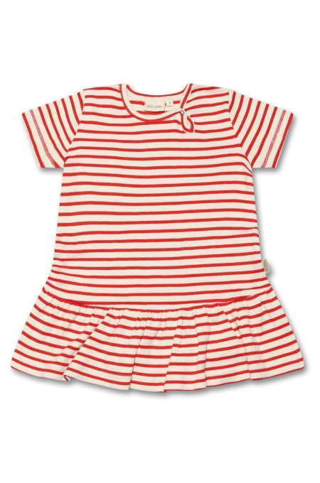 Petit Piao - Kurzarmkleid Modal Striped - Bright Red