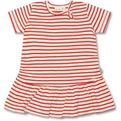 Petit Piao - Kurzarmkleid Modal Striped - Bright Red