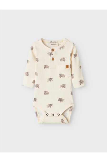 LiLAtelier - Langarmbody mit kleinen Elefanten - Turtledove