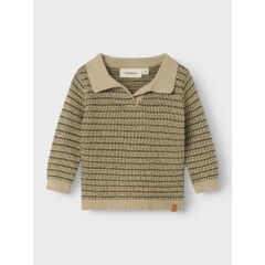 LIL´Atelier - leichter Strickpulli gestreift - Moss Gray