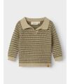 LIL´Atelier - leichter Strickpulli gestreift - Moss Gray