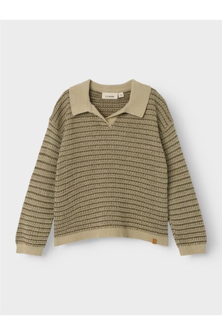 LIL´Atelier - luftiger Strickpullover gestreift - Moss Gray