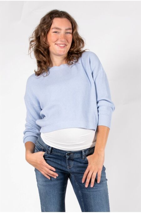 Love2Wait - Cropped Strickpulli- hellblau