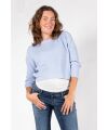 Love2Wait - Cropped Strickpulli- hellblau