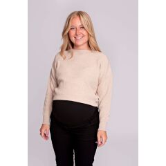Love2Wait - Cropped Strickpulli - sand