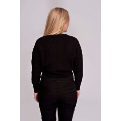 Love2Wait - Croped Strickpulli - black