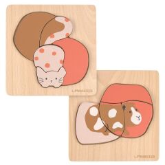 Lässig - Sensorik Holzpuzzle - Little Mateys - Katze/ Meerschweinchen