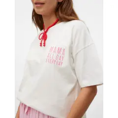 Mamalicious - T-Shirt - MAMA ALL DAY EVERY DAY - schnee weiss / pink