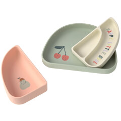 Lässig - Kinderteller Set Silikon - Happy Fruits - Cherry