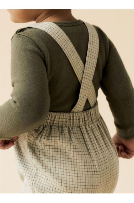 LIL´Atelier - leichte Latzhose karriert - Moss Gray