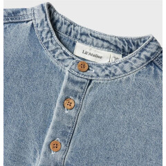 LilLAtelier - Kleinkind Kurzarmhemd - Medium Blue Denim