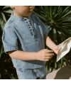 LilAtelier - Kleinkind Kurzarmhemd - Medium Blue Denim