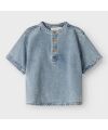 LilAtelier - Kleinkind Kurzarmhemd - Medium Blue Denim