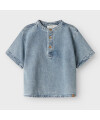 LilLAtelier - Kleinkind Kurzarmhemd - Medium Blue Denim