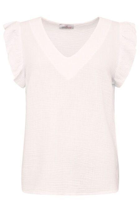 Zwillingsherz - Musselin Bluse "Rüschen" - weiß