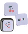 Lässig - Snackbox Kinder (3er Set) - Edelstahl Brotdose - Happy Fruits - Cherry