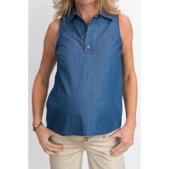 Love2Wait - Bluse Denim ärmellos - stone wash