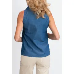 Love2Wait - Bluse Denim ärmellos - stone wash