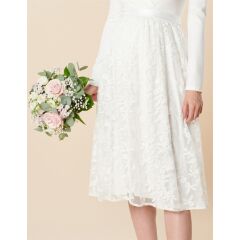 Mamarella - Midi Umstandsbrautrock mit Blätterstickereinen - elfenbein