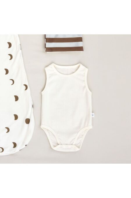 Lässig - Ärmelloser Body aus Eucalyptus Ribbed - Milky