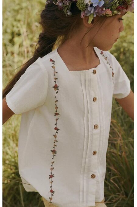 LilAtelier - leichte Kurzarm Bluse - Coconut Milk