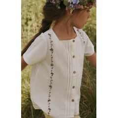 LilAtelier - leichte Kurzarm Bluse - Coconut Milk