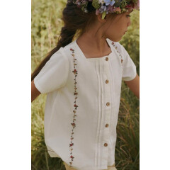 LilLAtelier - leichte Kurzarm Bluse - Coconut Milk