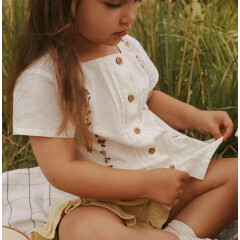 LilLAtelier - leichte Kurzarm Bluse - Coconut Milk