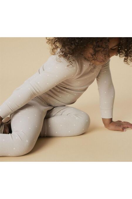 LilLAtelier - ribbe Legging mit Herzenprint - Grey Morn